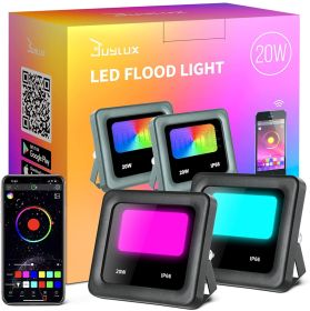 20W Rgb Bluetooth Dual Color Intelligent Voice Timing Flood Light Outdoor (size: RGB warm natural white light-20W RGB)