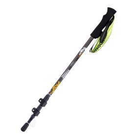 Carbon fiber telescopic three-section outer lock folding trekking pole (Option: Yellow white-63to135cm)