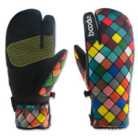 Ski gloves outdoor three-finger warm gloves (Option: Cstyle-L)