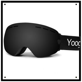 Adultdouble-layer Ski Goggles (Color: Black)