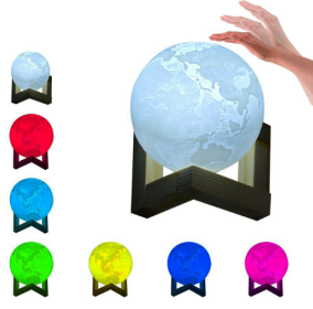 Double color touch 3D printing earth Jupiter lamp (Option: Earth-18cm-7color pat)