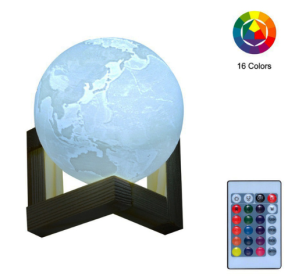 Double color touch 3D printing earth Jupiter lamp (Option: Earth-13cm-16 colors remote)