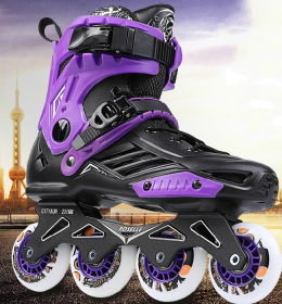 Adult Inline Roller Dkating Beginner Fancy Flat Shoes (Option: Purple-42)