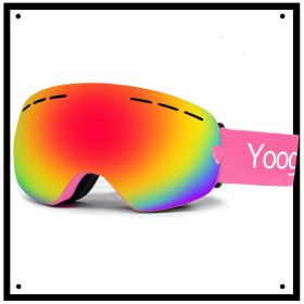 Adultdouble-layer Ski Goggles (Color: Pink)