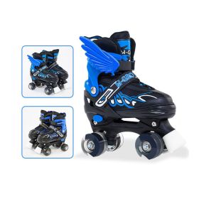 Children Adjustable Skates Roller Skates Boys Girls Kid's Roller  4-Wheels Outdoor Sports Skates (Option: Ink wheel-Blue-L)