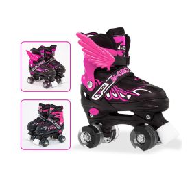 Children Adjustable Skates Roller Skates Boys Girls Kid's Roller  4-Wheels Outdoor Sports Skates (Option: Ink wheel-Pink-L)