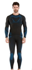 Quick-drying underwear suits for men and women (Option: Male black and blue-L)