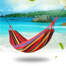 Outdoor Thickened Canvas Leisure Hammock (Option: Double Red Stripe 280x150)