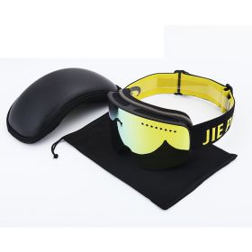 Double Italian Anti-fog Tablet Eye Protection Ski Glasses (Option: Black gold-EVA box)