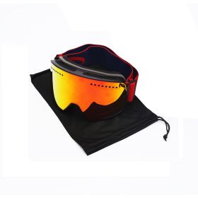 Double Italian Anti-fog Tablet Eye Protection Ski Glasses (Option: Black red-Cloth bag)