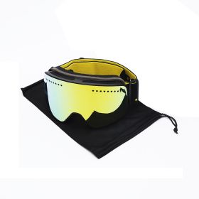 Double Italian Anti-fog Tablet Eye Protection Ski Glasses (Option: Black gold-Cloth bag)