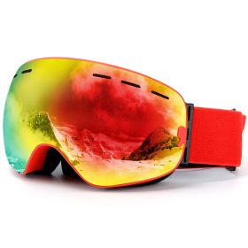 Coated Large Spherical Mirror, Windproof Cocaine Myopia Goggles, Ski Goggles HX18 Edge (Option: Red film)